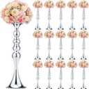 Sadnyy 16 Pcs Metal Flower Arrangements Stand Metal Wedding Centerpiece Stand Tall Table Decor Flower Vase for Wedding Reception Centerpieces Event Party Hotel Home Decor(16.9 Inch,Silver)
