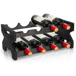 Pumtus 2-Tier Wine Rack, 8 Bottles Wood Countertop Wine Storage Shelf, Tabletop Freestanding Wine Organizer, Space Saving Wine Display Stand, Wine Holder for Christmas, Cabinet, Pantry, Bar, Kitchen