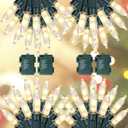 Blissun Christmas Lights, 50-Count Green Wire Light Set, Battery Operated Christmas Mini String Light with 8 Modes, 16 ft Fairy Lights for Christmas Tree Garden Wreath Decorations (4 Pack, Warm White)