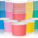MATICAN Paper Ice Cream Cups, 50-Pack 9-oz Disposable Dessert Bowls for Hot and Cold, 9-ounce, Hot Pink, Baby Pink, Mint, Yellow, Blue