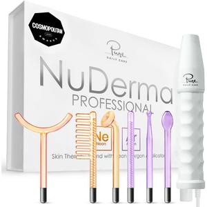 NuDerma Professional Skin Therapy Wand - Portable Skin Therapy Machine with 6 Neon & Argon Wands Boost Your Skin Clear Firm & Tighten