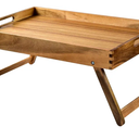 Extra Large Folding Bed Tray Table, 22’’ x 14’’ Acacia Wood Breakfast Tray, Food Serving Tray with Legs for Eating in Bed