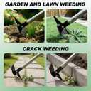 BARAYSTUS Weed Puller 61" Adjustable Long Handle, 2-in-1 Weed Rake & Crack Weeder with Detachable Head, Stainless Steel Weeding Tool for Lawn, Yard, Garden & Sidewalk Cracks, Weed Remover