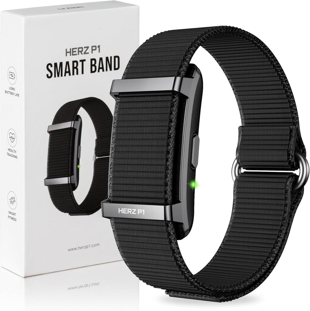 Herz P1 Smart Band Bracelet - Health Wristband Fitness Tracker for Heart Rate, Sleep, Stress, Track Steps, Activity & Body Temperature, 30 Days Battery, Subscription Free App, 1ATM Water Resistant