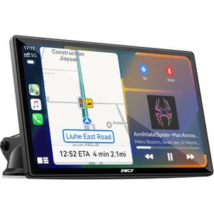 IK5 9" Wireless Apple CarPlay & Android Auto Screen, Portable Car Stereo with 4K Dash Cam & 1080p Backup Camera, Add CarPlay to Any Vehicle, Touchscreen, Mirror Link