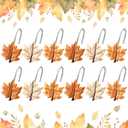 Colingmill Set of 12 Maple Leaf Shower Curtain Hooks for Fall Bathroom Decor, Metal Rustproof Farmhouse Plaid Autumn Leaves Decorative Shower Curtain Hooks Rings for Thanksgiving Bathroom Decor