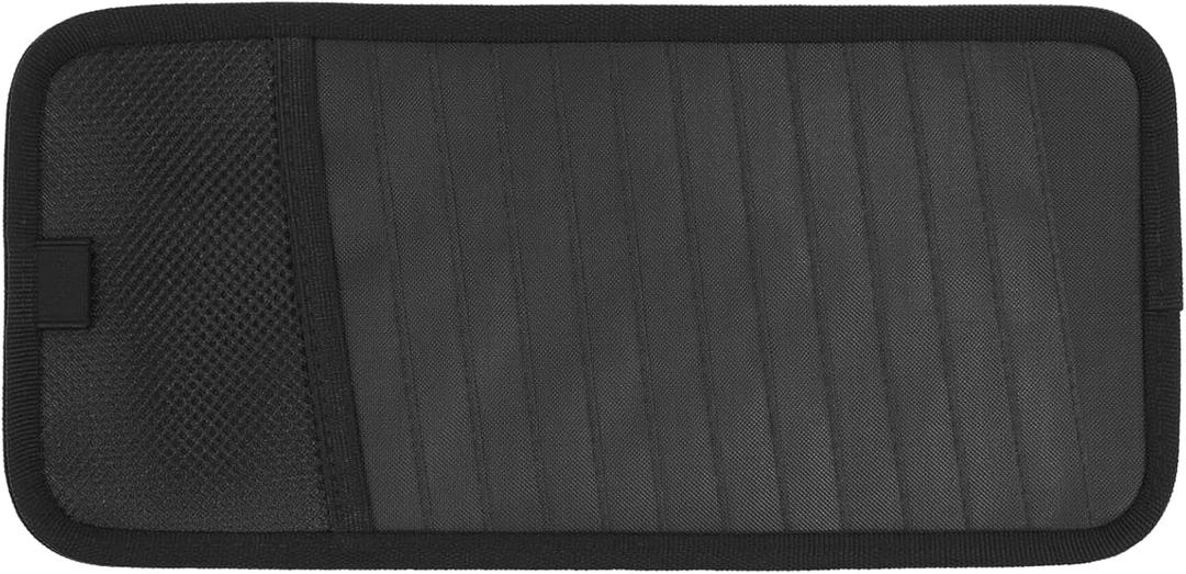 Sun Visor CD Holder, 12-Capacity Car Visor Organizer with DVD Sleeves and Mesh Pocket, Universal Visor Storage for Vehicle CD Case and Pen Holder Ergonomic Design (Black 1 Pcs)