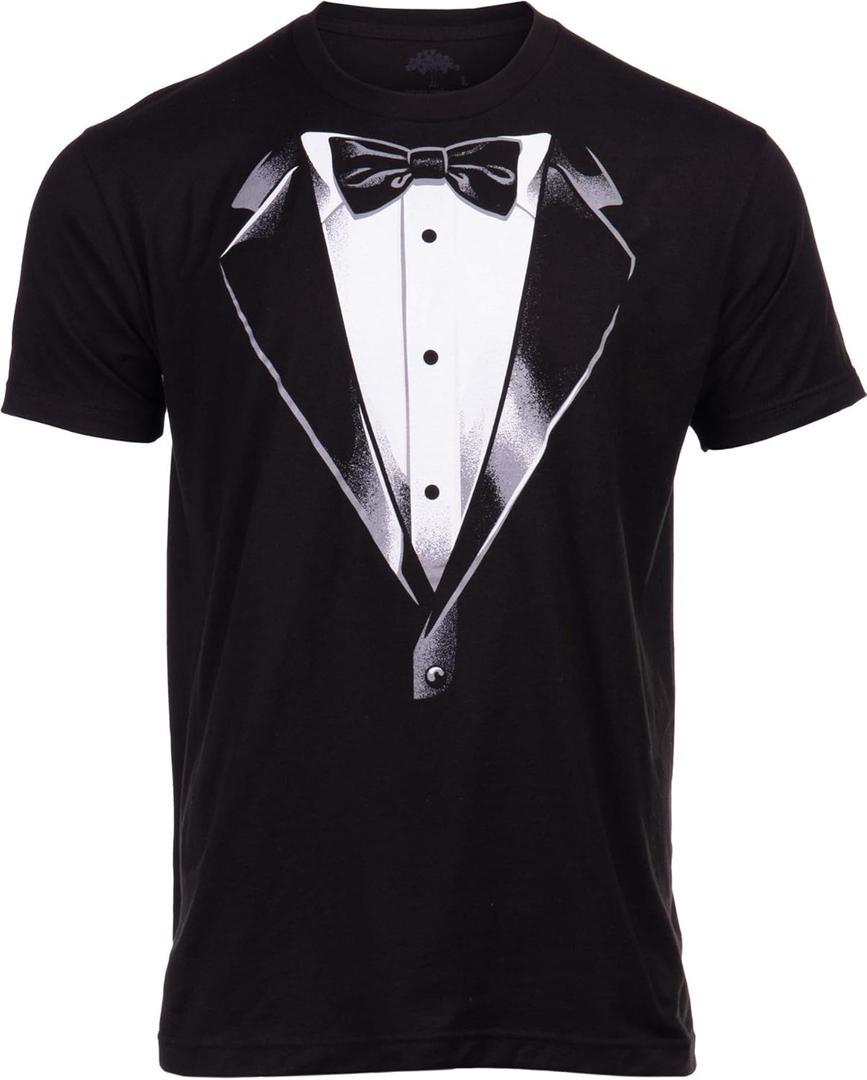 Tuxedo T-Shirt | Classic Party Humor Vintage Funny Tux Tee Joke Concert Festival Shirt for Men Women (Medium, Black)
