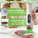 JUNEU Handheld Vacuum Sealer for Food + 30 Reusable Bags, Dry & Moist Food Compatible, Liquid Ingress Protection, Visible Water Tank, Rechargeable Food Saver for Kitchen Sous Vide, Meal Prep, Meat