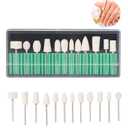 ZJchao Nail Drill Bits, 12 Pcs Wool Felt Polishing Bits, Multi Shaped Grinding Polishing File Heads Tools, Nail Polish Accessories, for Manicure Pedicure, Glass, Gold and Silver Jewelry Polishing