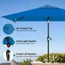 AreShark 6.5' x 10' Rectangular Patio Umbrella with Solar Lights, Solar Powered Lighted Market Umbrella w/Tilt and Crank, Outdoor Table Umbrella for Garden, Deck, Backyard, Pool and Beach, Royal Blue
