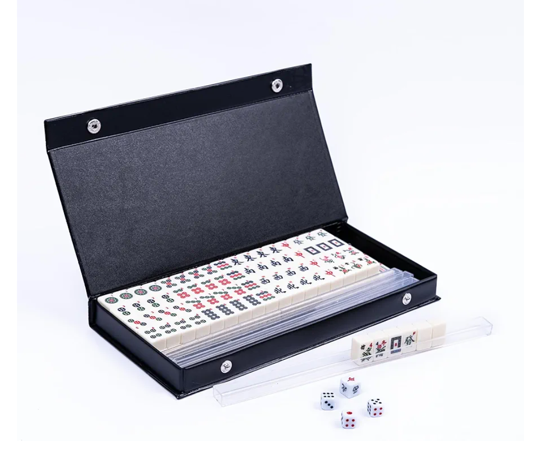 drizzle Numbered Travel Mahjong Mini Set 20mm with Instructions - Portable 146 Tiles for Beginners with 4PCS Racks 2 Pounds Chinese Mah-Jong Game