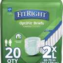 FitRight Ultra Adult Diapers, Disposable Incontinence Briefs, Leak-Proof Diaper, Absorbent Briefs For Men and Women, Maximum Protection, 2XL, 60  70 in, 20 briefs per bag (XX-Large (20 Count))