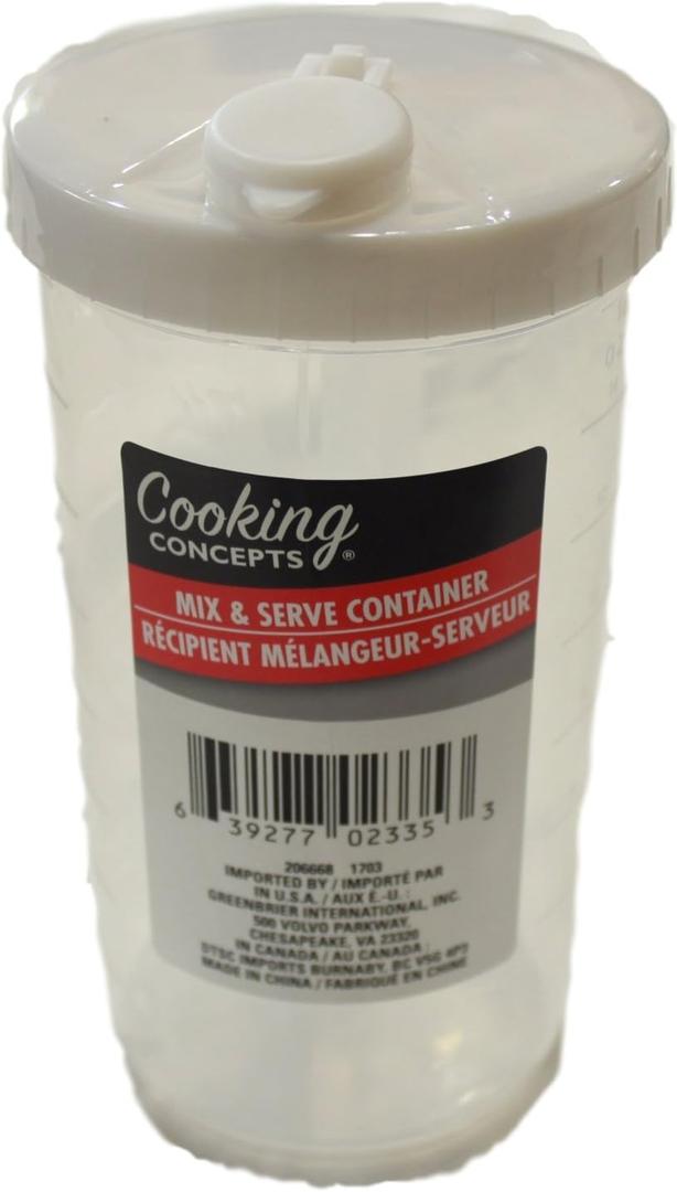Cooking Concepts Mix and Serve, Plastic Measuring Cup and Container, (Set of 2)