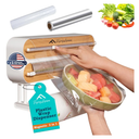 APSARAS USA Magnetic Plastic Wrap Dispenser with Cutter, 3 in 1 Aluminum Foil wrap Organizer, Practical Refillable Cling Wrap Film Cutter, Wall Mount Kitchen Wrap Dispenser, Include 2 * 12" Rolls