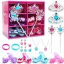 CUTE STONE Princess Dress Up Shoes and Jewelry Toys, Pretend Play Fashion Princess Accessories of Crowns, Necklaces, Bracelets, Rings, Beauty Chritsmas Gifts for 3,4,5,6 Years Old Little Girls