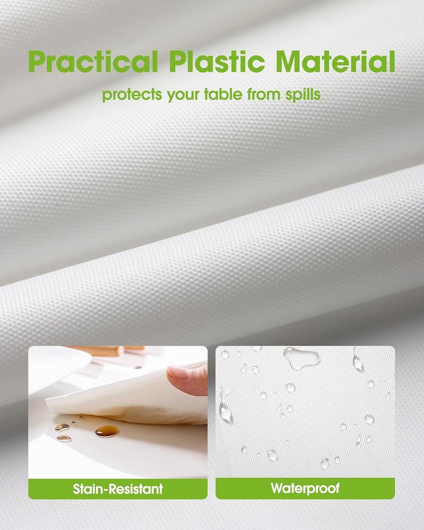 Pureegg Plastic Table Cloth Disposable 8 Pack, 137 x 274 cm Table Cloths for Parties, Decorative Tablecloths for Rectangle Tables, White Plastic Cover, Leakproof & Sturdy, White 10 Packs