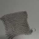 8"x6" Cast Iron Scrubber Stainless Steel Chainmail Cleaner for Pre-Seasoned Pans, Griddles, BBQ Grill and Pot Cookware Cleaning