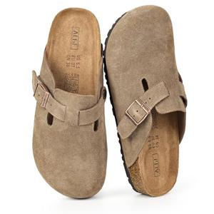 ALGF Women’s Genuine Suede Clogs for Women Slip-On Buckle Slides Women's Mules & Clogs Natural Rubber Cork Footbed Sandals Potato Shoes with Arch Support 40