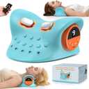 Smedz Neck Massager 2026, 4-in-1 Neck & Shoulder Massager with Multi-Directional Stretch, Heating & Vibration, 360 Remote Control Ergonomic for Home, Office, Car Travel, Sky Blue