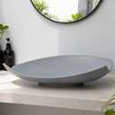 21 Inch Modern Grey Vessel Sink with Drain Stone Resin Bathroom Sink Bowl Small Vessel Sink Above Counter Sink Rectangular