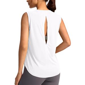 Soothfeel Womens Workout Tops for Women Sleeveless Tennis Yoga Shirts Lightweight Loose Athletic Running Tank Tops (X-Large, White)