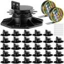 Timtin 30 Pack Adjustable Deck Support Pedestals, 1-3/16" to 2-3/8" Height Range, Outdoor Deck Foundation Bases with Joist Tape and Screws for Patio Floor Garden Leveling (Classic)