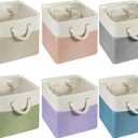 Geiserailie 6 Pcs 11 x 11 Inch Cube Storage Bins Fabric Storage Organizer Bins Foldable Cube Baskets with Sturdy Carry Handles Wicker Baskets for Home (Multicolored)