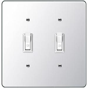 Silver Mirrored Switch Plates - 2 Gang Wall Cover, Durable Acrylic Decorative Light Switch Plates
