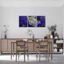 3D Leopard Canvas Wall Art for Living Room,Navy Blue Purple Rose Flowers Framed Wall Art Cheetah Print Wall Decorations,Western Wild Animal African Safari Animals Canvas Artwork Paintings,Black White Grey