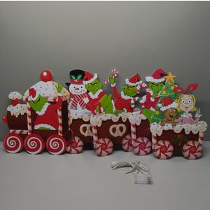 5 Pcs Christmas Train Decorations Yard Signs with Led Lights, Outdoor Lighted Christmas Yard Train Christmas Outdoor Train Decorations for Xmas Holiday Garden Lawn Yard Decorations