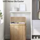 SONGMICS Laundry Hamper with Lid, Bamboo Laundry Basket, Removable Machine Washable Laundry Basket, with Handles, 26.4-Gallons, for Laundry Room, Bedroom, Bathroom, Natural Beige ULCB063N01, 100 L