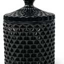 Colorful Glass Jar With Lid,Candy Cookie Jars,Jewelry Box,Buffet Biscuit Containers Food Storage,Decorative Jar(Black) (Pointed Cylinder-black)