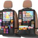 Backseat car Organizer with Touch Screen,2PACK of car organizer Kick Mats Back Seat Protector with 10pcs Storage Pockets,Car Seat Back Organizers Storage for Kids road trip essentials