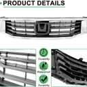 Front Grill Compatible For Honda Accord Grille 2008 2009 2010 Black with Chrome Molding Bumper Upper Grill