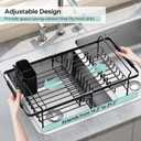 Urackify Dish Drying Rack in Sink - Expandable (14.5''-18''L) Over The Sink Dish Rack with Utensil Holder, Space-Saving Dish Drainer for Kitchen Counter, 1 Piece, Matte Black