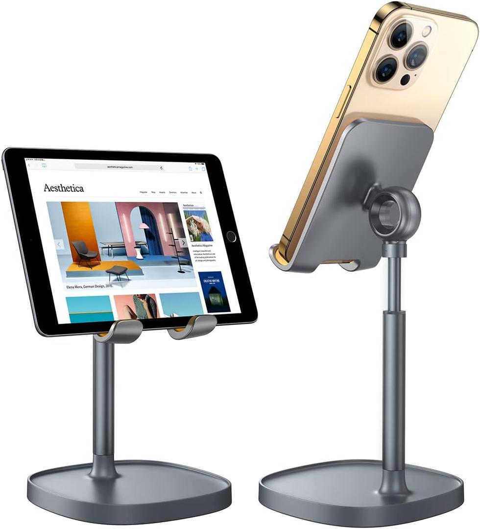 LISEN Cell Phone Stand Adjustable Phone Holer for Switch Stand Fits All Mobile Phones Switch Kindle iPads Tablet 4-10in Gray