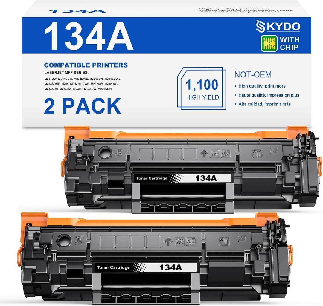 (with Chip) Compatible 134A Black Toner Cartridge Replacement for HP 134 A 134X W1340A W1340X Toners Use with Laserjet M209dw MFP M234dw M234sdw M234sdn Printer (2 Pack)