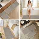Kitchen Rugs Sets of 2,Non Slip Kitchen Mats for Floor,Thick Braided Vintage Kitchen Floor Mat Runner Carpet for Hallways Entryway Laundry Room Washable（Brown 17"x30"+17"x47"）