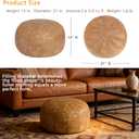 Thgonwid Unstuffed Moroccan Faux Leather Pouf Ottoman with Storage - Handmade Boho Chic Multi-Use Footrest for Living Room, Bedroom, Patio - Round Ethnic Floor Cushion & Decorative Accent, Khaki