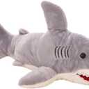 Stuffed Shark Animal Plush Toy 16 Inch Long Great White Animal Stuffed Plushies Super Soft Cute Cuddly Pillow Cushion Stuff Dolls Gift for Children Kids Boys Girls Room Decor Bedtime, 16Inches