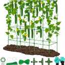 65"48" Upgrade Heightened Cucumber Trellis for Raised Bed, U-Shape Garden Trellis for Climbing Plants Outdoor, Metal Arch Vegetables Trellis, Cucumber Trellis for Fruit Vegetable Flower