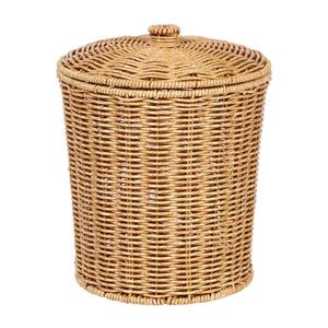 ABOOFAN Woven Trash can with Lid 11-Inch Portable Laundry Basket for Dirty Clothes Sundries Storage Organizer for Bedroom Bathroom Kitchen