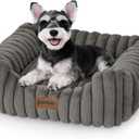 ZOMISIA Small Dog Beds for Small Dogs - Washable Cat Beds for Indoor Cats, Rectangle Orthopedic Puppy Bed with Fluffy Removable Cover, 20x19x7inches, Grey