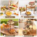 GEHE 3 Tier Round Cupcake Stand, 360 Rotatable Acacia Wood Cake Stand Cupcake Tower, Rustic Wooden Tiered Dessert Table Display Set, Tiered Tray Stands for Birthday, Wedding Party (12-10-8 IN)