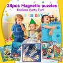WWN Magnetic Puzzle Party Favors for Kids: 24-Pack Bulk Magnetic Puzzle Books, Toddler Travel Toys for Car Airplane, Birthday Party Supplies, School Classroom Prizes, Stocking Stuffers for Girls Boys