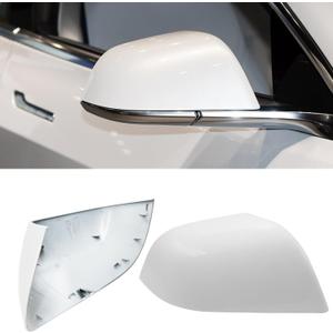Jaronx Compatible with Tesla Model 3 Side Mirror Cover Replacement 2017 2018 2019 2020 2021 2022 2023 2024 2025, Passenger Side Rear View Door Mirror CoverCaps for Model 3 Accessories(Pearl White) (Right)