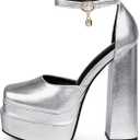 MERUMOTE Women's Platform Heels Sky High Heel Sandals Party Bridal Evening Shoes, Size 7.5