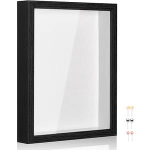 16x20 Shadow Box Picture Frame Display Case with Soft Linen Back-Thickened Panel,Large Black Deep Shadow Box Frame 16x20 for Jersey Graduation Items Flower Photo Craft Memorial