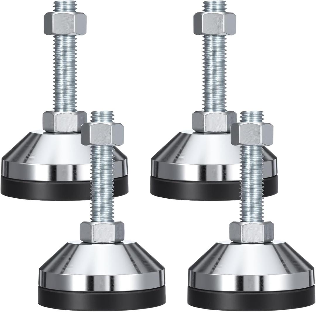 Heavy Duty Leveling Feet, Machine Leveling Feet 2.36" Dia Base, Leg Leveler M12 Thread, 1300 Lb Capacity, Capacity for Machine, Workbench, Cabinet, More (D60 x M12 x H50, 4 Pack, Black)